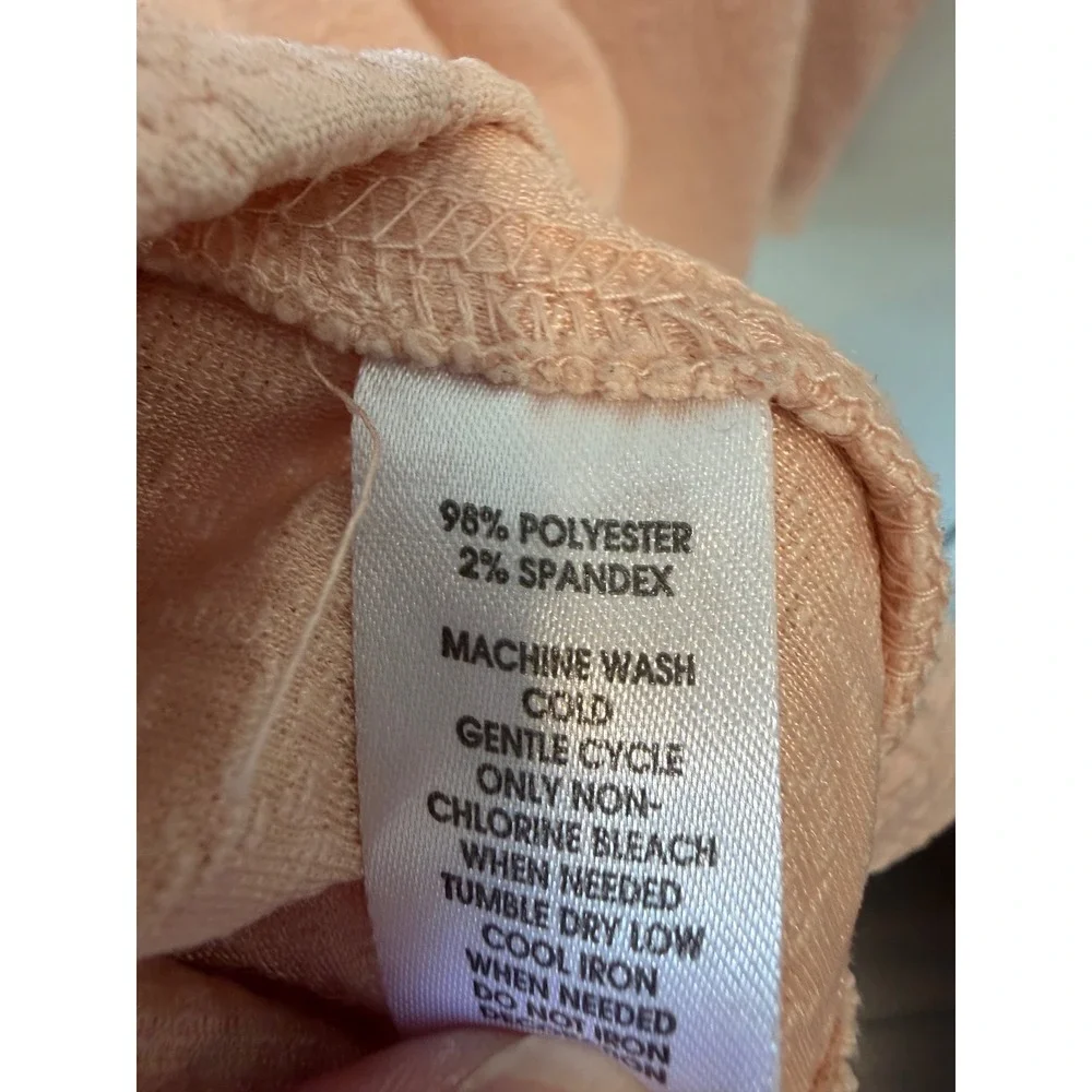 Ann Taylor LOFT Womens XL Peach Textured Jacquard Puff Sleeve Blouse Top